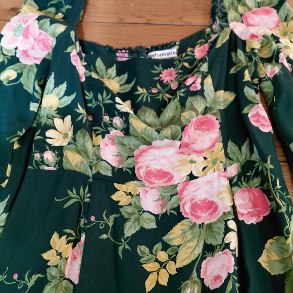 Reformation Sigmund Dress Floral Midi Maxi Green Size 6 - Picture 9 of 9